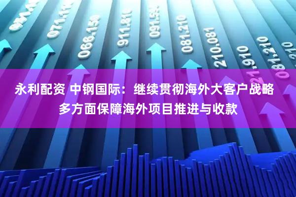永利配资 中钢国际：继续贯彻海外大客户战略  多方面保障海外项目推进与收款