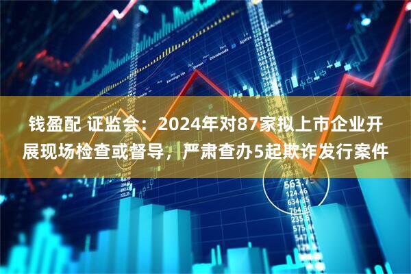 钱盈配 证监会：2024年对87家拟上市企业开展现场检查或督导，严肃查办5起欺诈发行案件